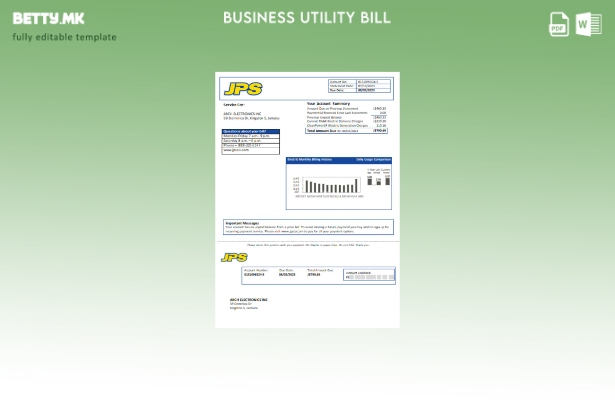 Модерен стил Јамајка Јавна служба за копродукции (JPS) шаблон за деловна сметка