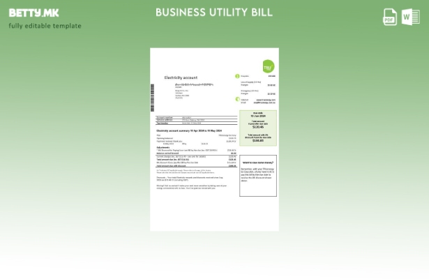 Модерен стил Австралија Tru Energy шаблон за деловна сметка за електрична енерги