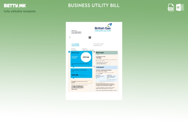 Модерен стил Британски шаблон за деловни сметки за комунални услуги за електричн