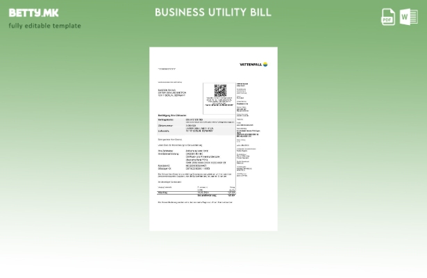 Модерен стил Германија Vattenfall шаблон за деловни сметки за комунални услуги
