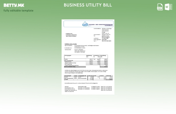 Модерен стил Германија Wavwasser шаблон за деловни сметки за комунални услуги