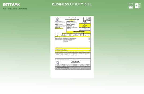 Модерен стил Индија Dehli Jal Board Шаблон за деловна сметка за комунални услуги