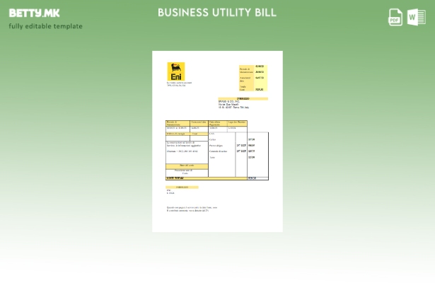 Модерен стил Италија Шаблон за деловна сметка за комунални услуги за гас