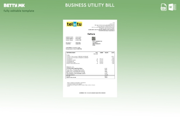 Модерен стил Италија TeleTu шаблон за деловни сметки за комунални услуги