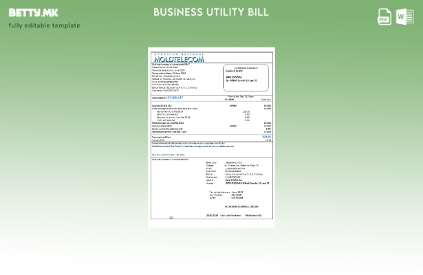 Модерен стил Молдавија Moldtelecom шаблон за деловни сметки за комунални услуги