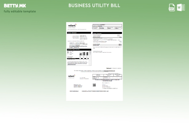 Модерен стил Образец за деловни сметки за комунални услуги Reliant Energy