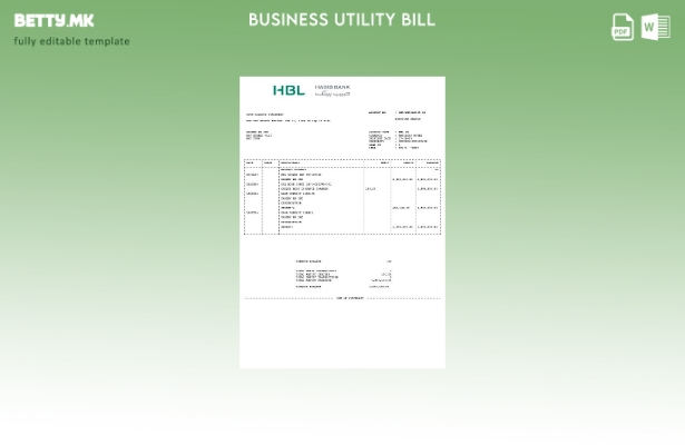 Модерен стил Пакистански HBL шаблон за деловна сметка за комунални услуги