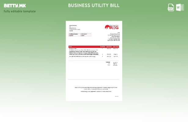 Модерен стил Руанда енерџи груп шаблон за деловна сметка за електрична енергија