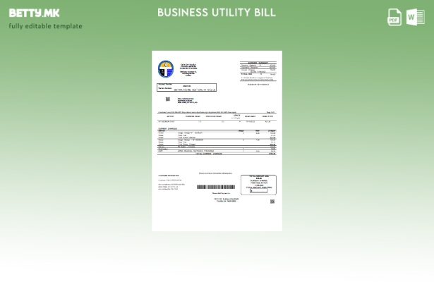 Модерен стил Шаблон за деловна сметка за комунални услуги Град Тулса