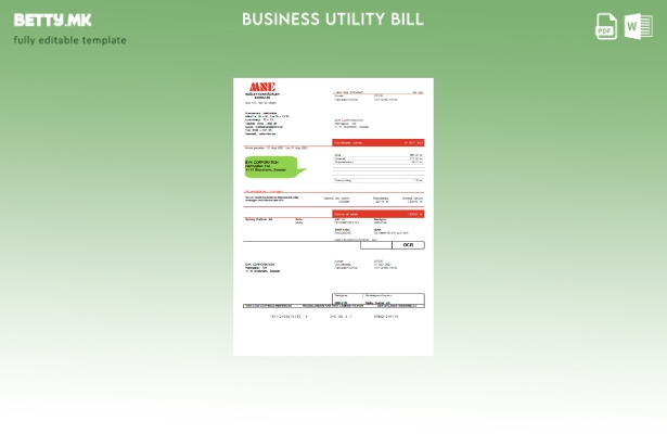 Модерен стил Шаблон за деловна сметка за комунални услуги Mjölby Kraftnat AB