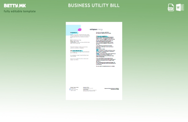 Модерен стил Шаблон за деловна сметка за комунални услуги Octopus Energy 2