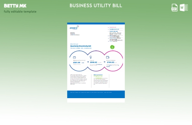 Модерен стил Шаблон за деловна сметка за комунални услуги Power NI