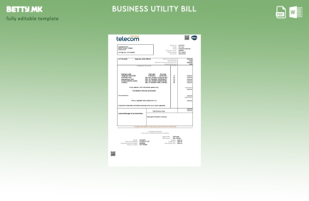 Модерен стил Шаблон за деловни сметки за комунални услуги на Маурициус Телеком М