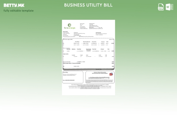 Модерен стил Шаблон за сметки за деловни комунални услуги Шпанија Feníe Energía