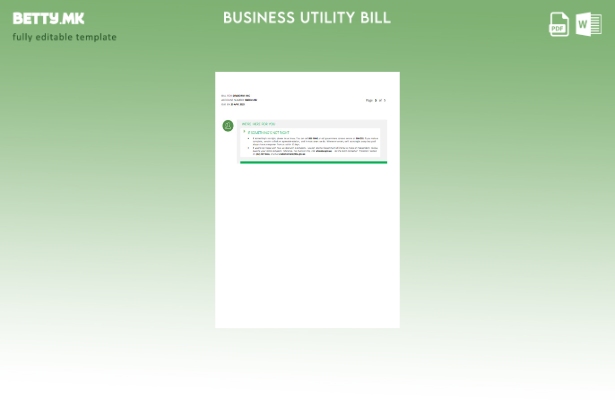 Модерен стил Шаблон на страницата за деловна сметка за комунални услуги на ком 3