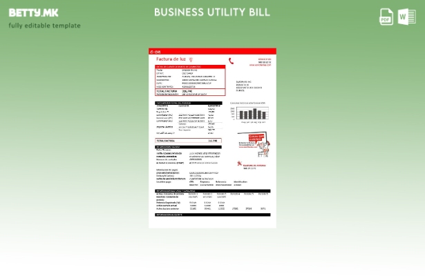 Модерен стил Шпанија E.ON шаблон за деловна сметка за електрична енергија
