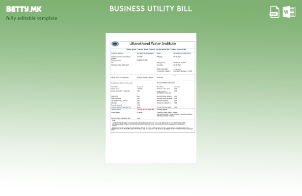 Модерен стил во Индија Утарпрашта, шаблон за комунални сметки за деловна вода