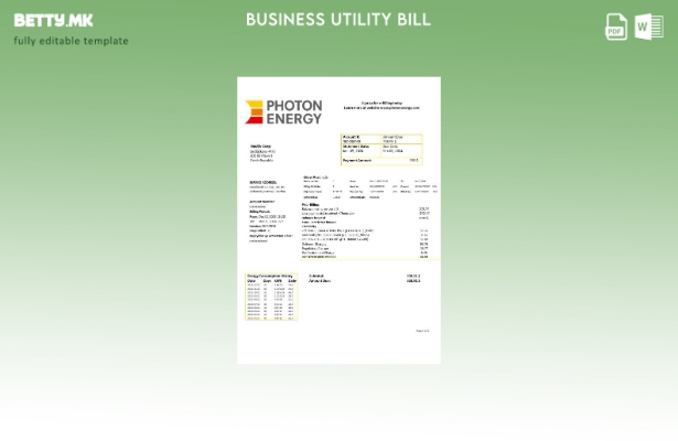 Модерен стил на Чешката Република Photon Energy шаблон за деловна сметка за кому