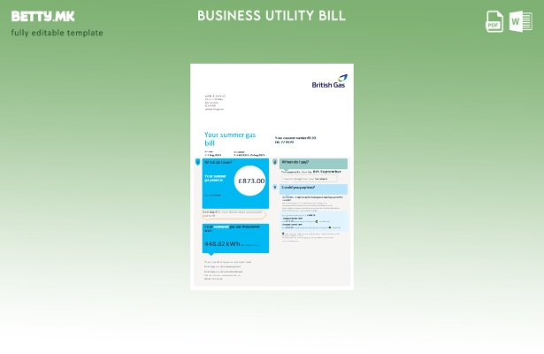 Модерен стил на британска комунални услуги за гас, шаблон за деловни били
