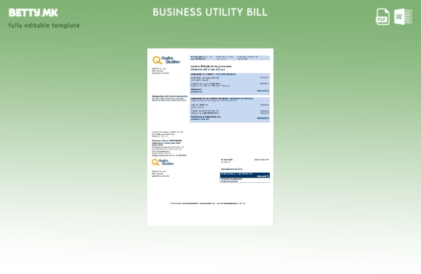 Модерен стил на шаблон за деловна сметка за комунални услуги во Канада Хидро Кве