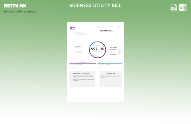 Модерен стил на шаблон за деловна сметка за телекомуникациски услуги на БТ