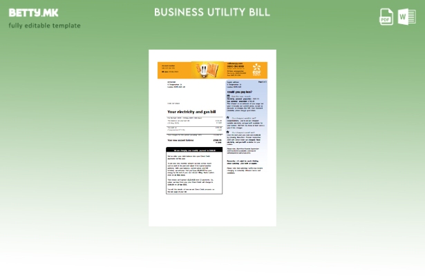 Модерен стил на шаблон за деловни сметки на ЕДФ (Велика Британија).