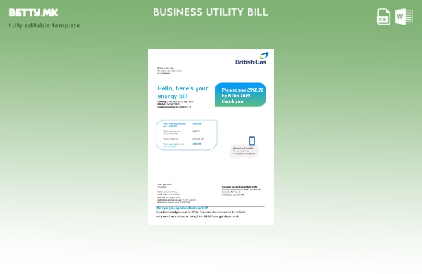 Модерен стил на шаблон страница за деловна сметка за комунални услуги на британс