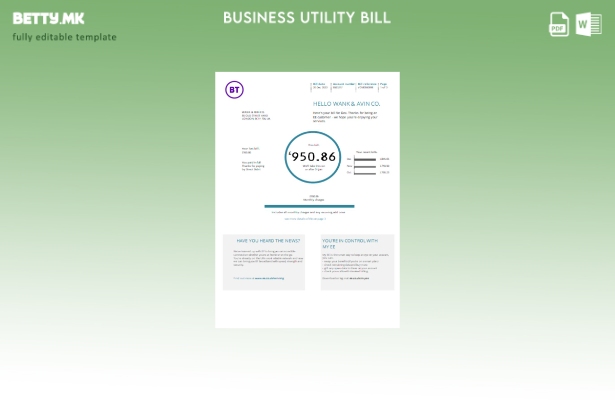 Модерен стил на BT шаблон за деловни сметки за комунални услуги