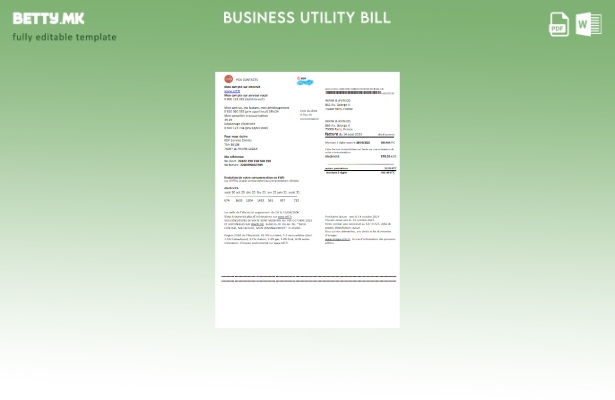Модерен стил на EDF France, шаблон за деловна сметка за доказ за адреса за комун