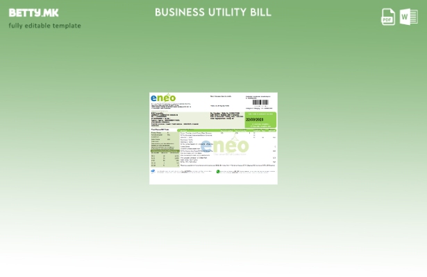 Модерен стил на ENEO шаблон за деловна сметка за електрична енергија за комуналн