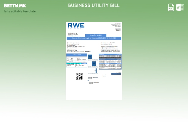 Модерен стил на RWE за електрична енергија, доказ за адреса за деловна сметка за