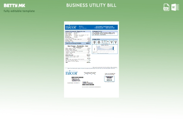 Модерен стил шаблон за деловна сметка за гас во Илиноис Никор