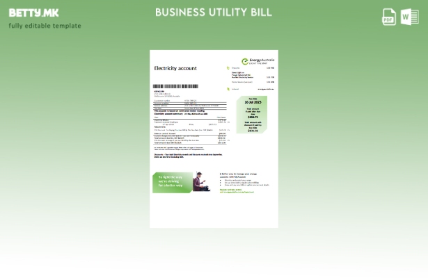 Модерен стил шаблон за деловна сметка за електрична енергија Energy Australia за