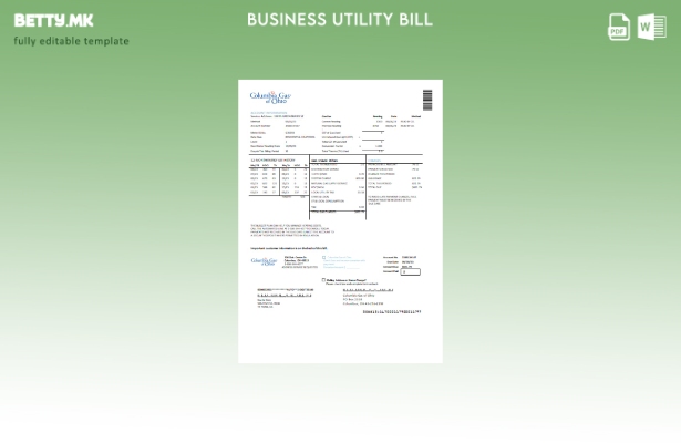 Модерен стил шаблон за деловна сметка за комунални услуги Колумбија Гас од Охајо