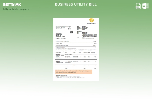 Модерен стил шаблон за деловна сметка за комунални услуги на Германија TV Cabel