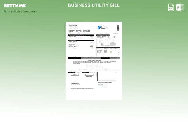 Модерен стил шаблон за деловна сметка за комунални услуги Dominion Energy