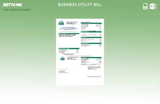 Модерен стил шаблон за деловна сметка за комунални услуги Emerald Coast (ECUA).