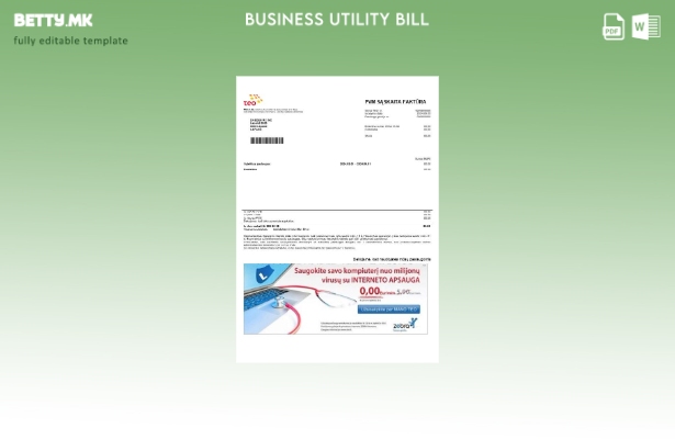 Модерен стил шаблон за деловни сметки за комунални услуги Литванија Тео
