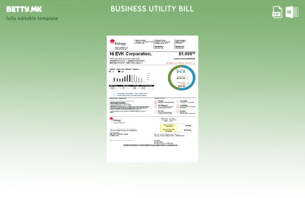 Модерен стил шаблон за деловни сметки за комунални услуги Луизијана Entergy