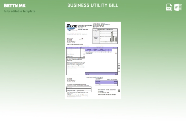 Модерен стил шаблон за деловни сметки за комунални услуги Dixie Electric