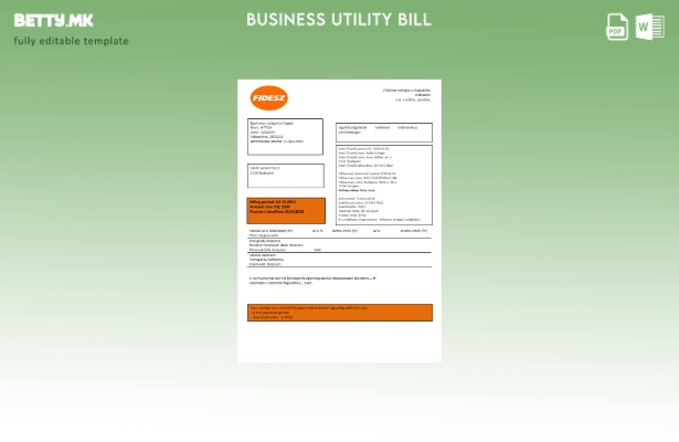 Модерен стил FIDESZ образец за деловни сметки за комунални услуги, лесен за попо