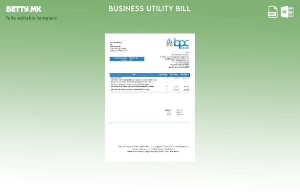 Модерен стил Nepal Butwal Power Company Limited Шаблон за сметки за деловна кому