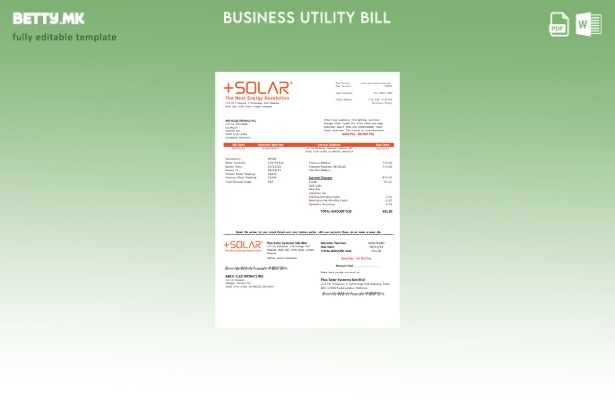 Модерен стил Plus Solar Systems Sdn Bhd шаблон за деловна сметка за комунални ус