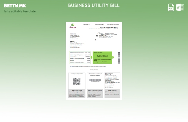 Модерен стил, Шаблон за деловна сметка за комунални услуги на Полска Energa