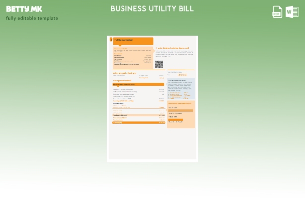 Модерен стил, Шаблон на страницата за деловна сметка за комунални услуги за гас