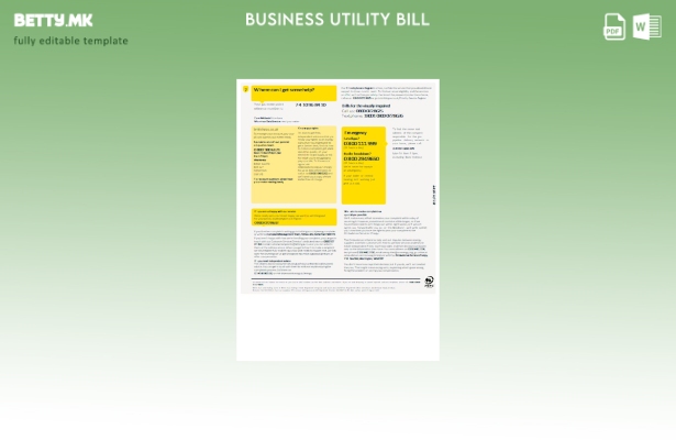 Модерен стил, Шаблон на страницата за деловна сметка за комунални услуги за га 2