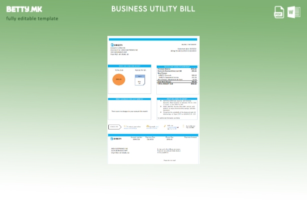 Модерен стил, шаблон за деловна сметка за комунални услуги Калифорнија Directv