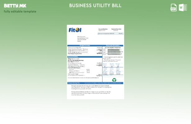 Модерен стил, шаблон за деловна сметка за комунални услуги за гас Fitol