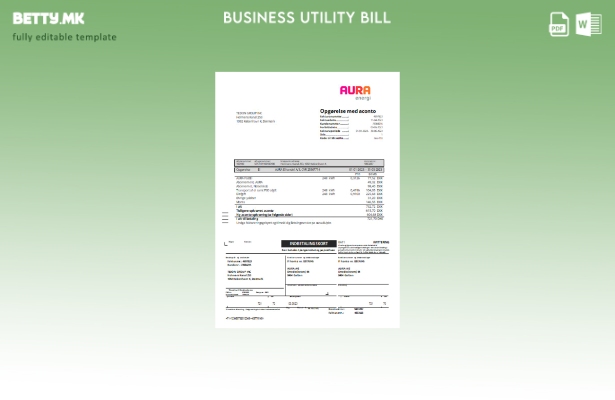 Модерен стил, шаблон за деловна сметка за комунални услуги Aura Energi