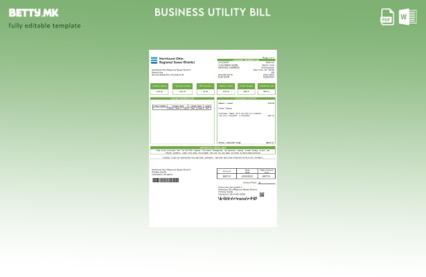 Модерен стил, шаблон за деловна сметка за регионална канализациска област Северо